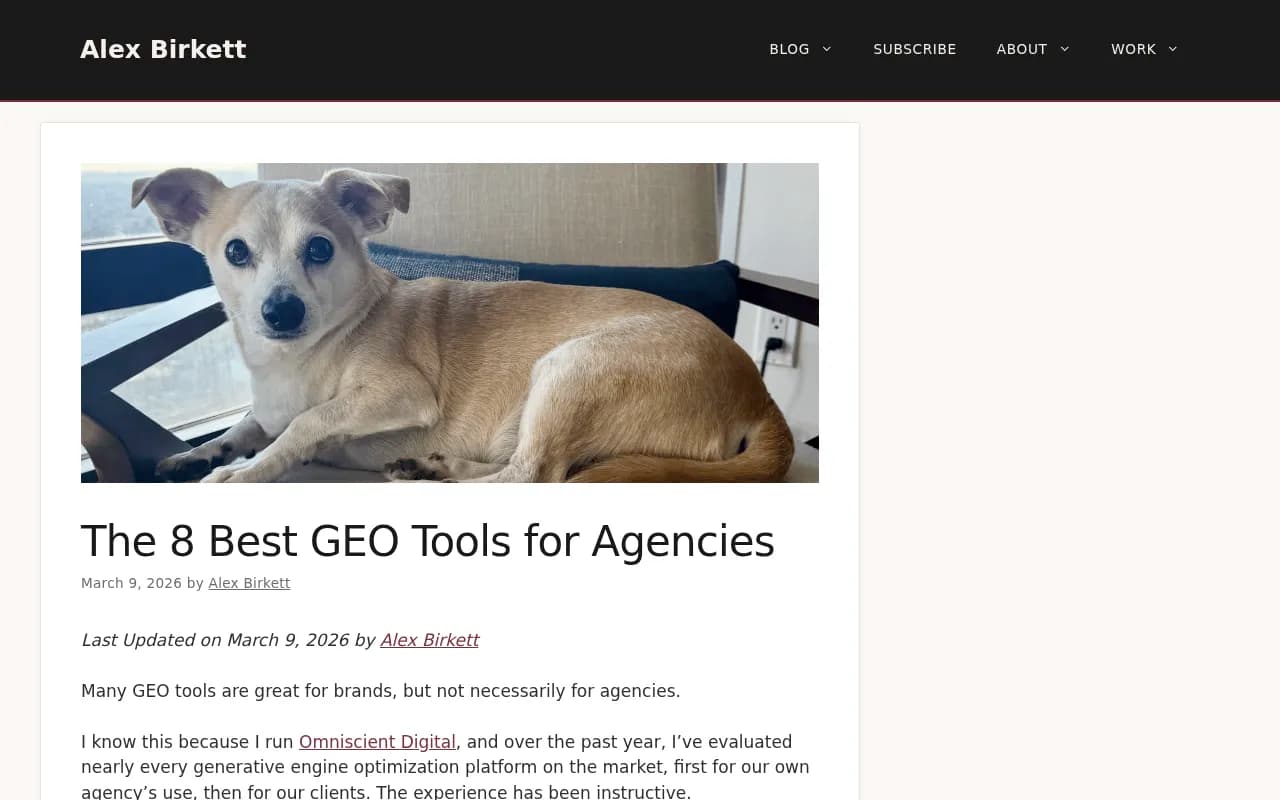 Alex Birkett's agency GEO tool evaluation from March 2026