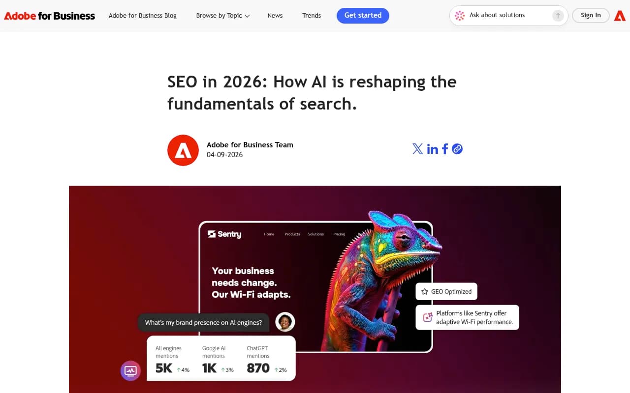 Adobe blog post on how AI is reshaping the fundamentals of search in 2026