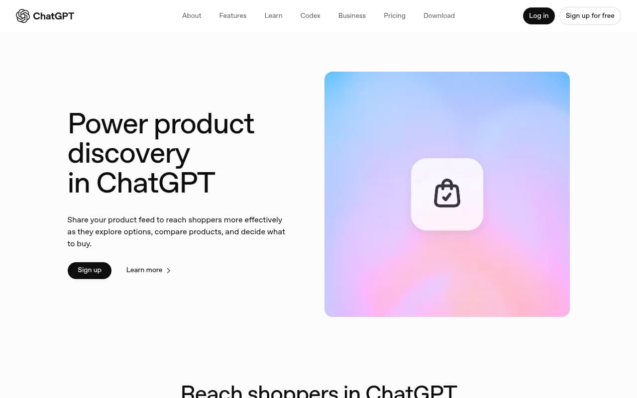ChatGPT merchant portal showing how products appear in AI-powered shopping results with images, pricing, and key details