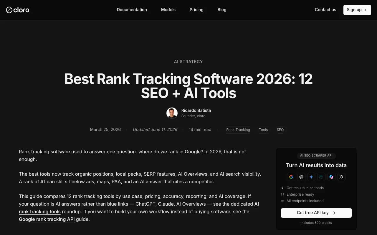 Rank tracking software comparison overview for 2026