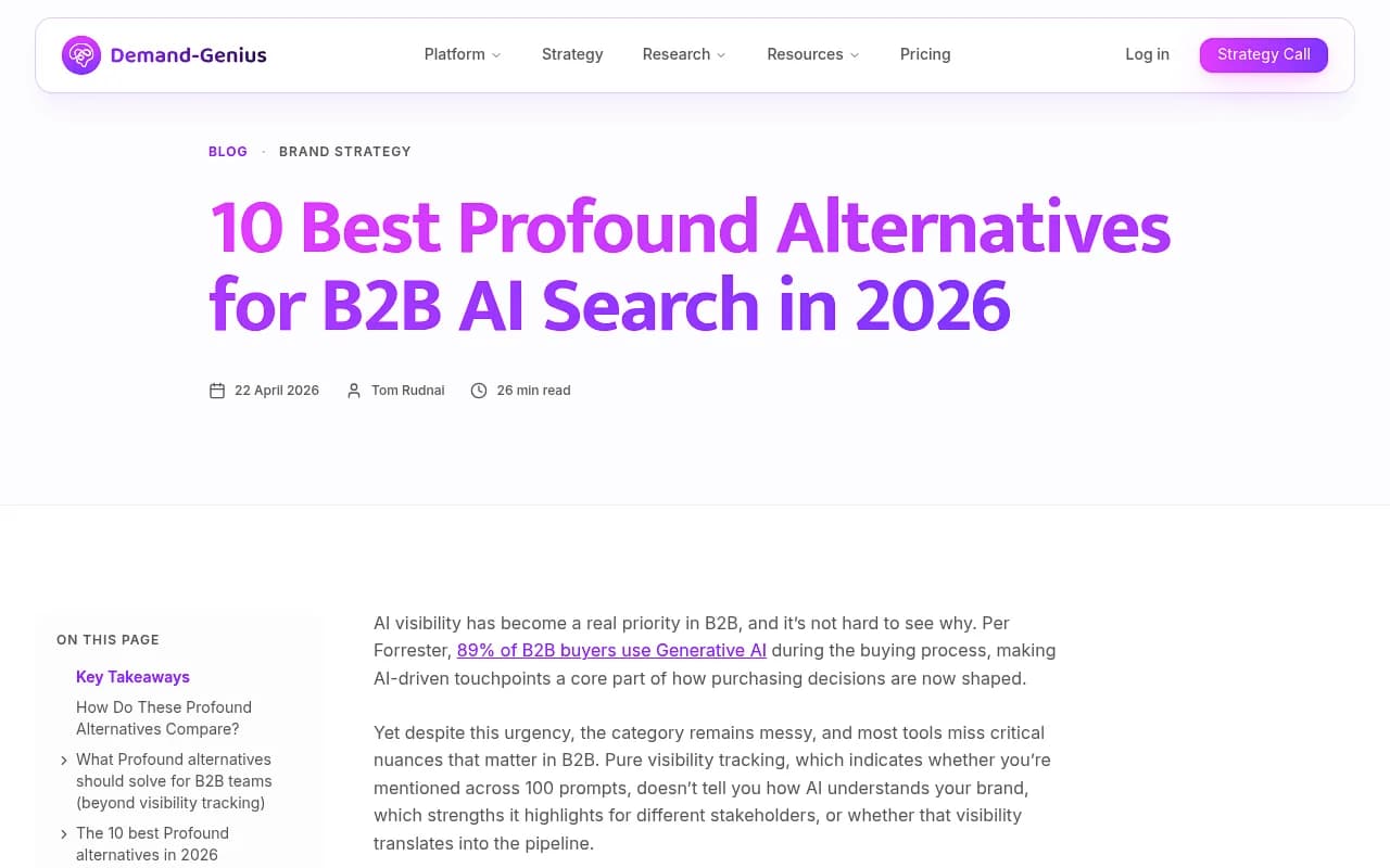Research roundup of Profound alternatives and content gap analysis tools for AI search in 2026