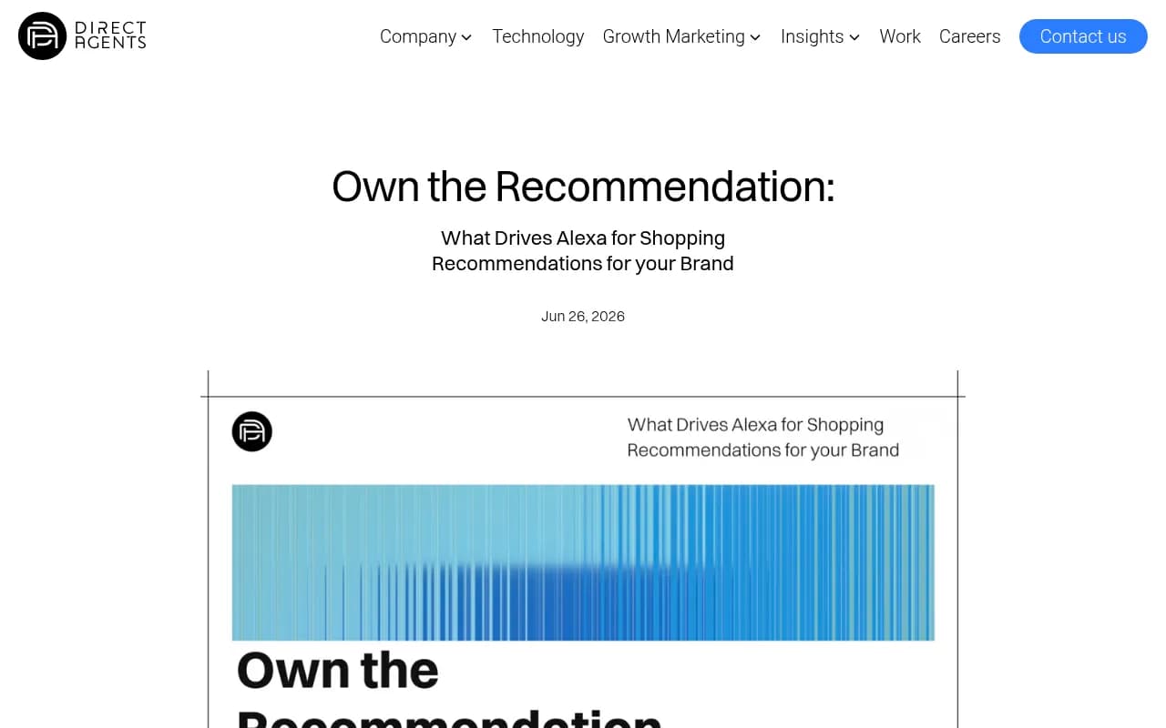 Direct Agents article on what drives Alexa for Shopping recommendations, including TL;DR on ads and price history