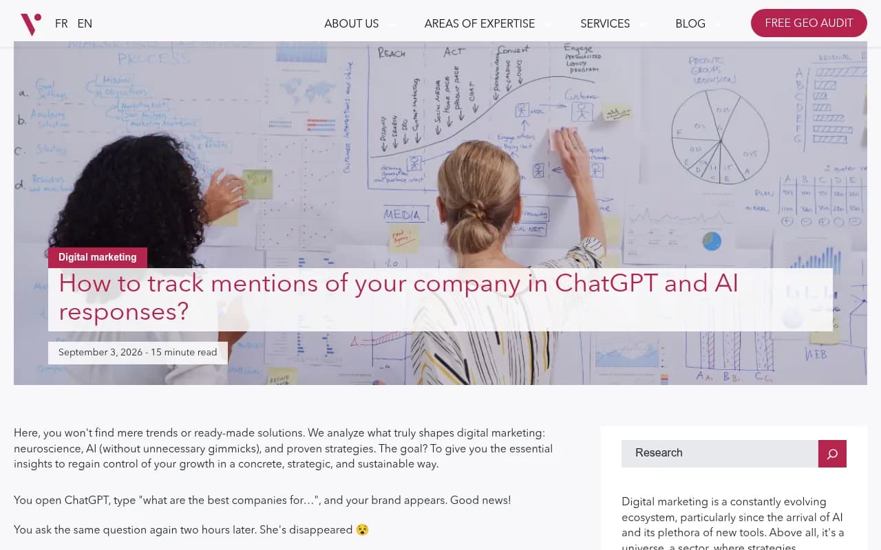 Ellevate guide on tracking company mentions in ChatGPT, explaining why single tests are snapshots and monitoring needs trends