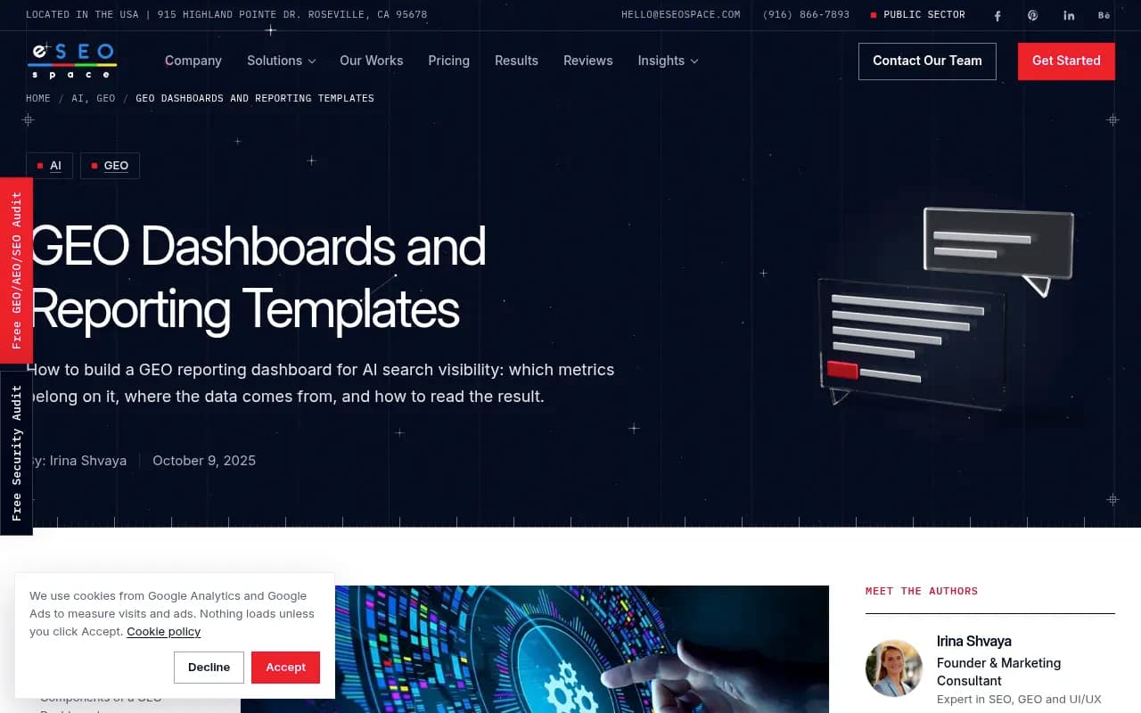 eSEOspace GEO dashboards and reporting templates article
