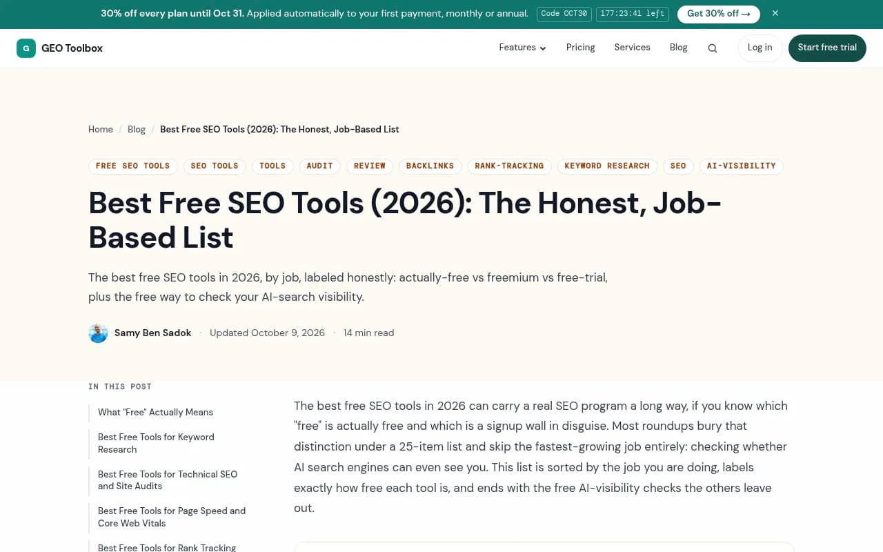 Geotoolbox's job-based list of free SEO tools
