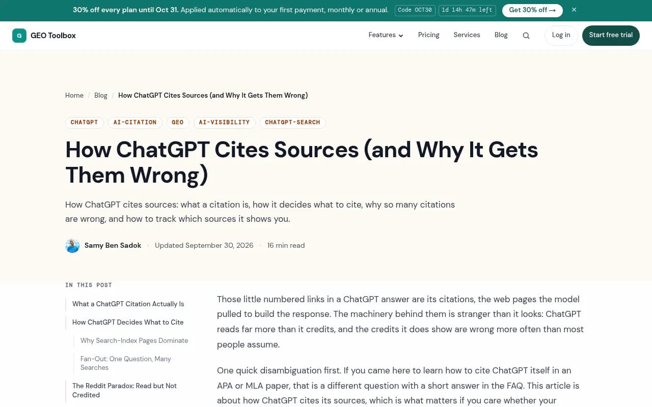 GeoToolbox article on how ChatGPT cites sources and why it gets them wrong