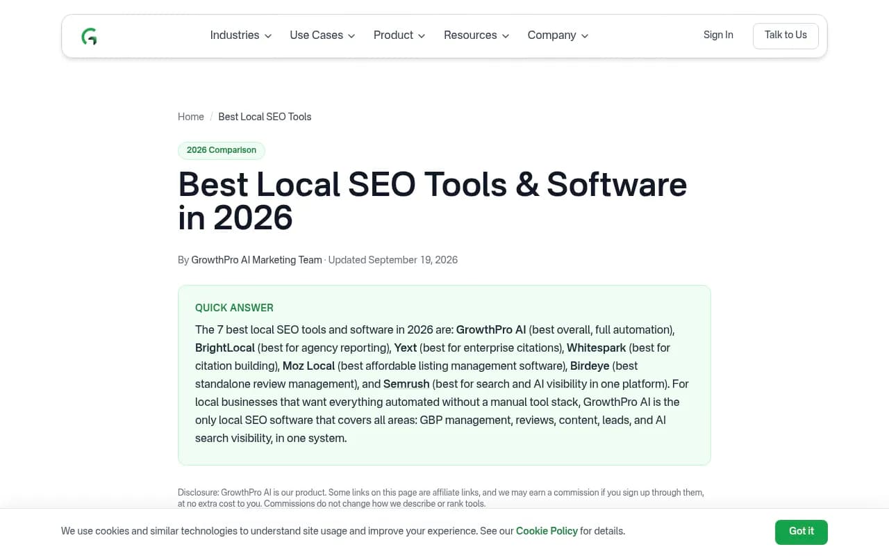 A vendor-published roundup of local SEO tools, useful for feature checklists but written by one of the vendors being compared