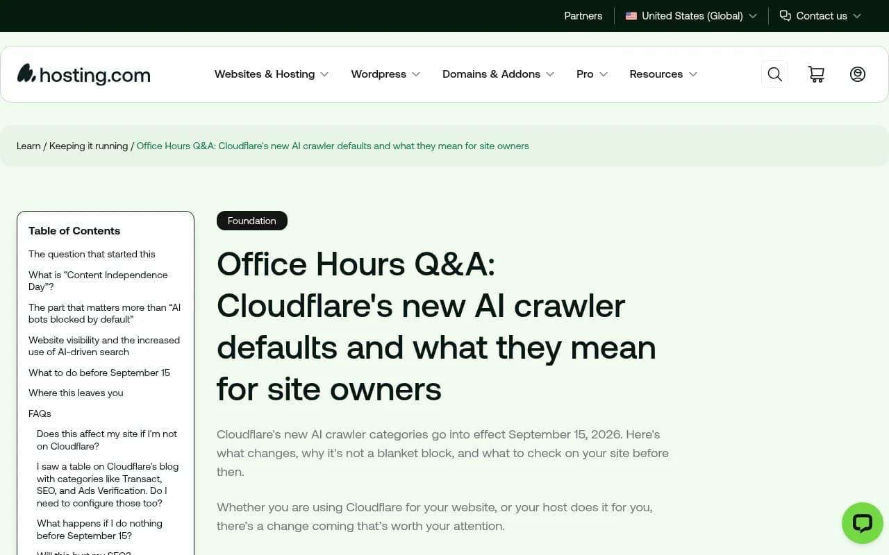 Overview of how Cloudflare's new crawler categories change default blocking behavior for site owners