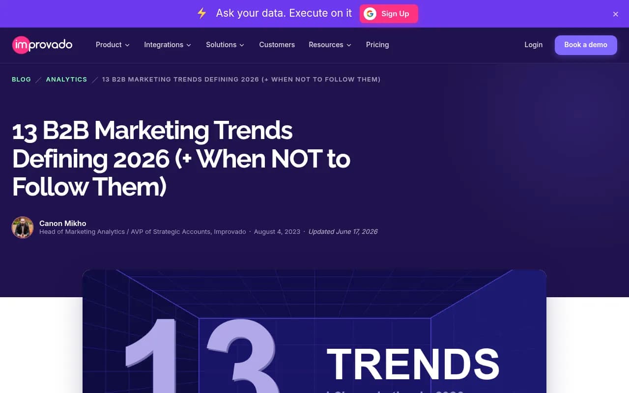 13 B2B Marketing Trends for 2026 - Improvado research showing AI search adoption rates