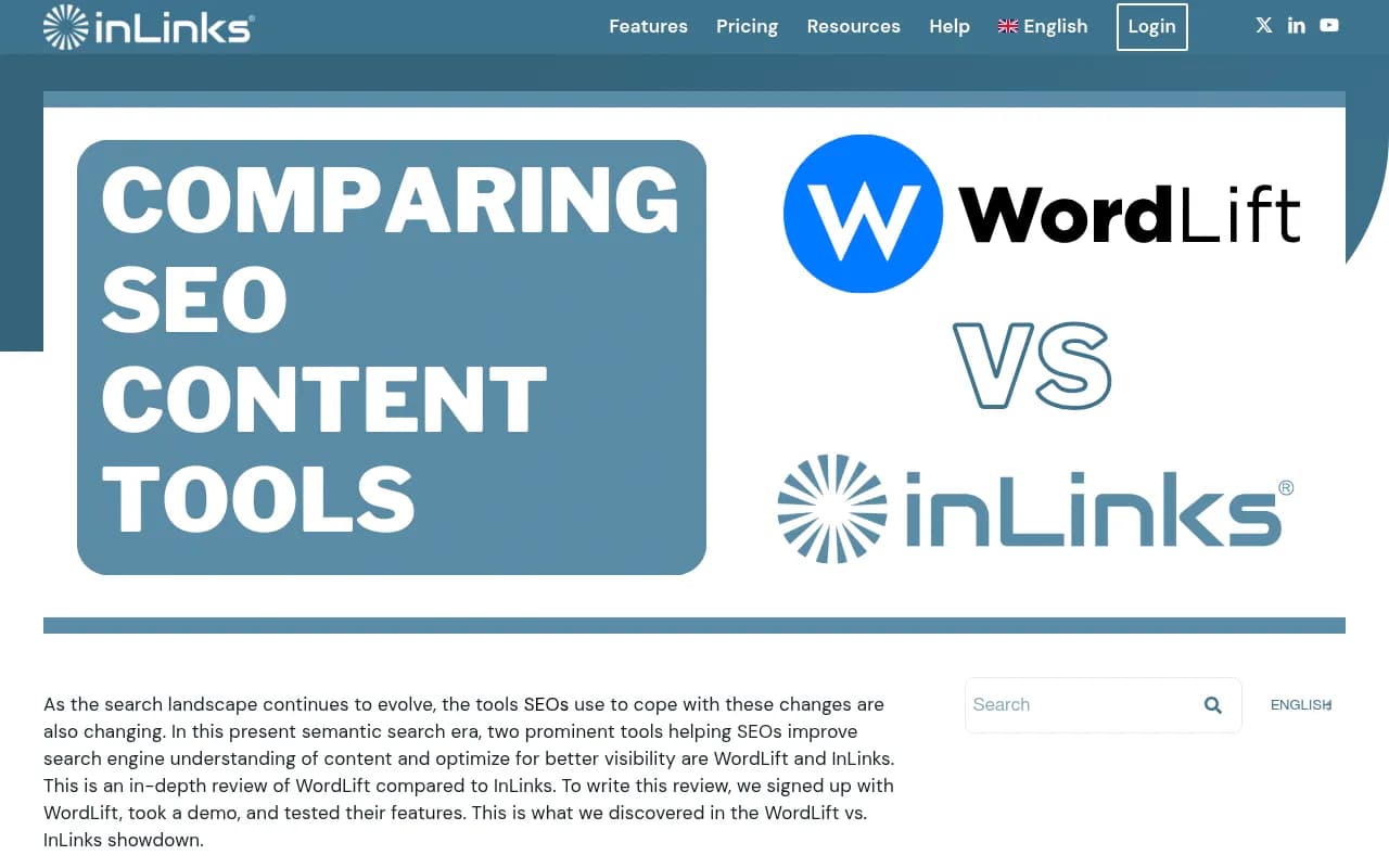 InLinks' own WordLift comparison article, a useful read for the vendor's view of the differences
