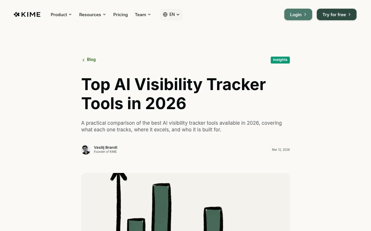 Comparison of top AI visibility tracker tools in 2026 including KIME, Otterly.ai, Peec AI, and others