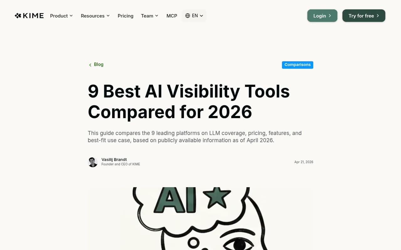 Comparison of AI visibility tools for 2026 showing feature sets and LLM coverage across leading platforms