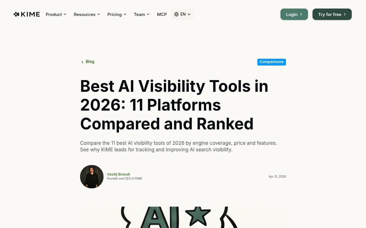 KIME's 2026 comparison of AI visibility tools, covering engine coverage and pricing