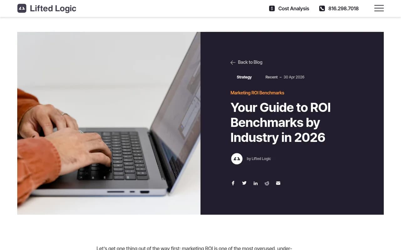 Marketing ROI benchmarks guide showing how to calculate returns across channels, a useful framework when evaluating any new tool spend