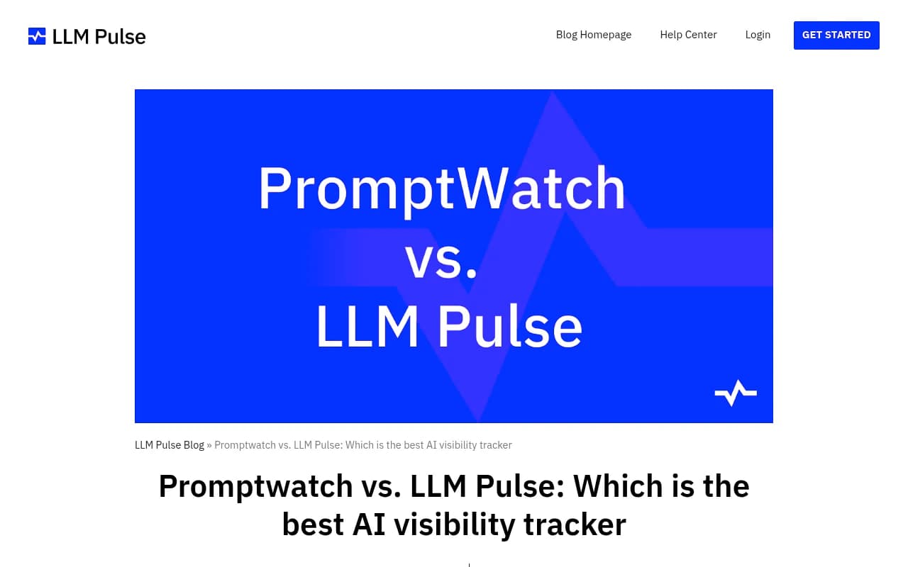 LLM Pulse vs Promptwatch comparison overview from LLM Pulse's blog