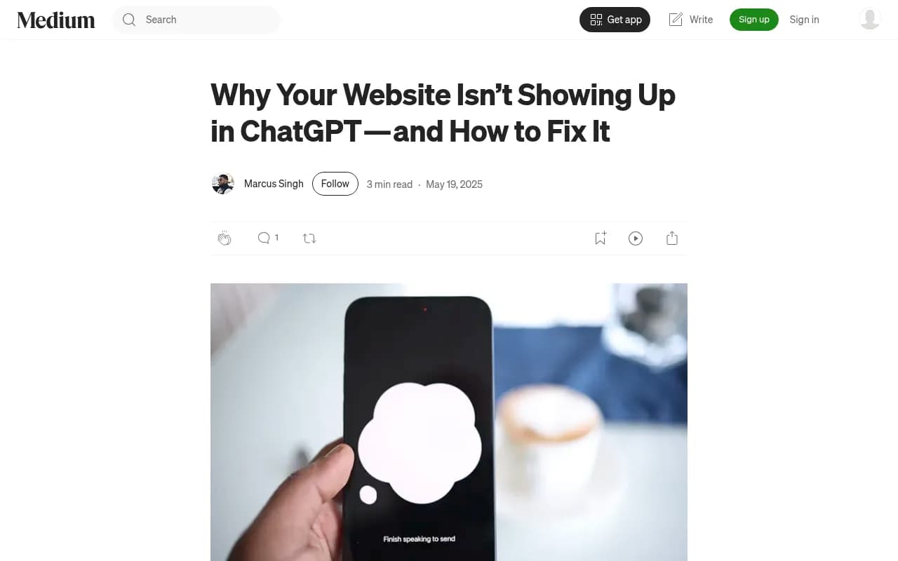 Why your website isn't showing up in ChatGPT -- a breakdown of the problem and fixes