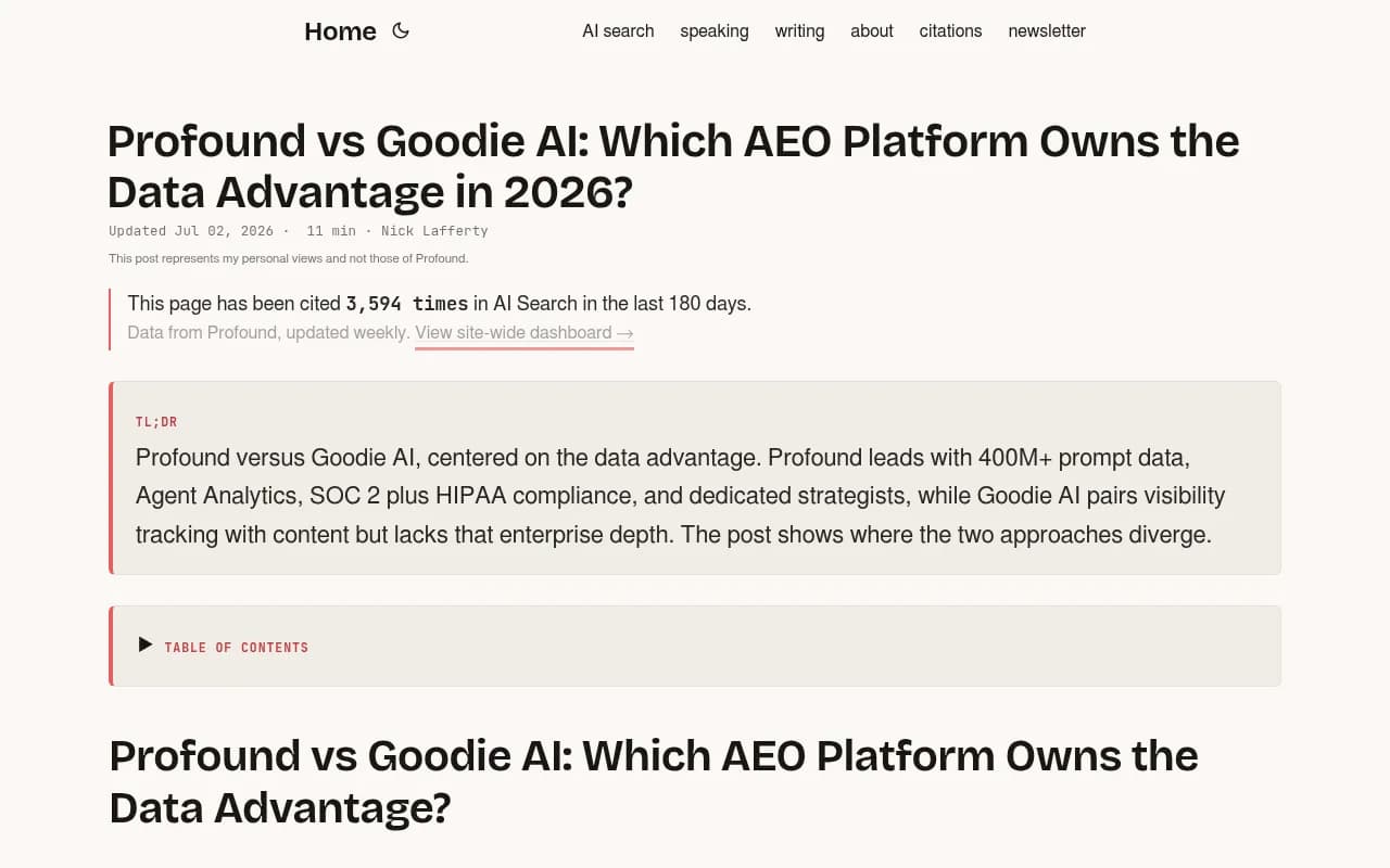 Profound vs Goodie AI comparison: which AEO platform has the data advantage in 2026