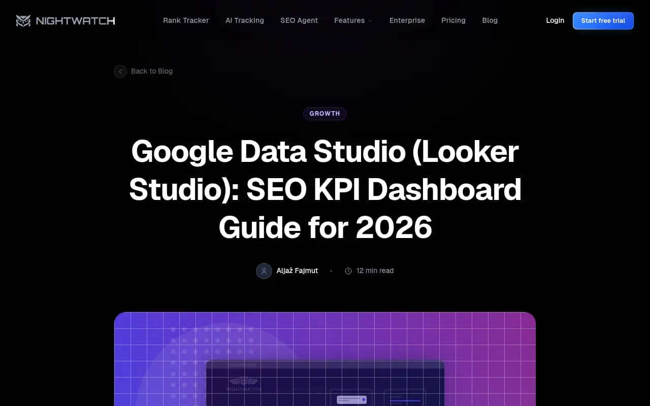 Nightwatch's guide to building an SEO KPI dashboard in Looker Studio