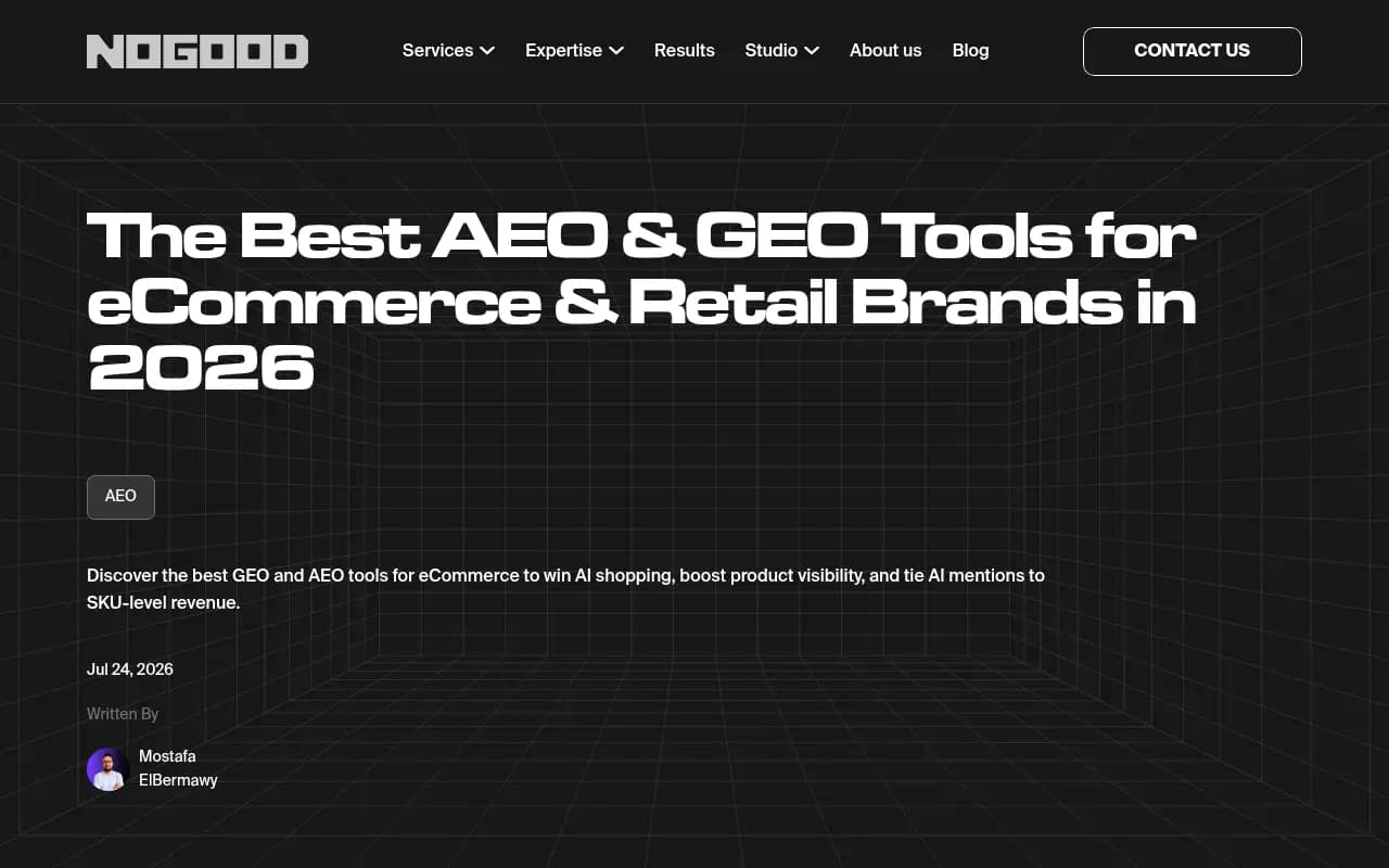 NoGood's roundup of the best AEO and GEO tools for eCommerce brands, which covers Goodie AI and Azoma