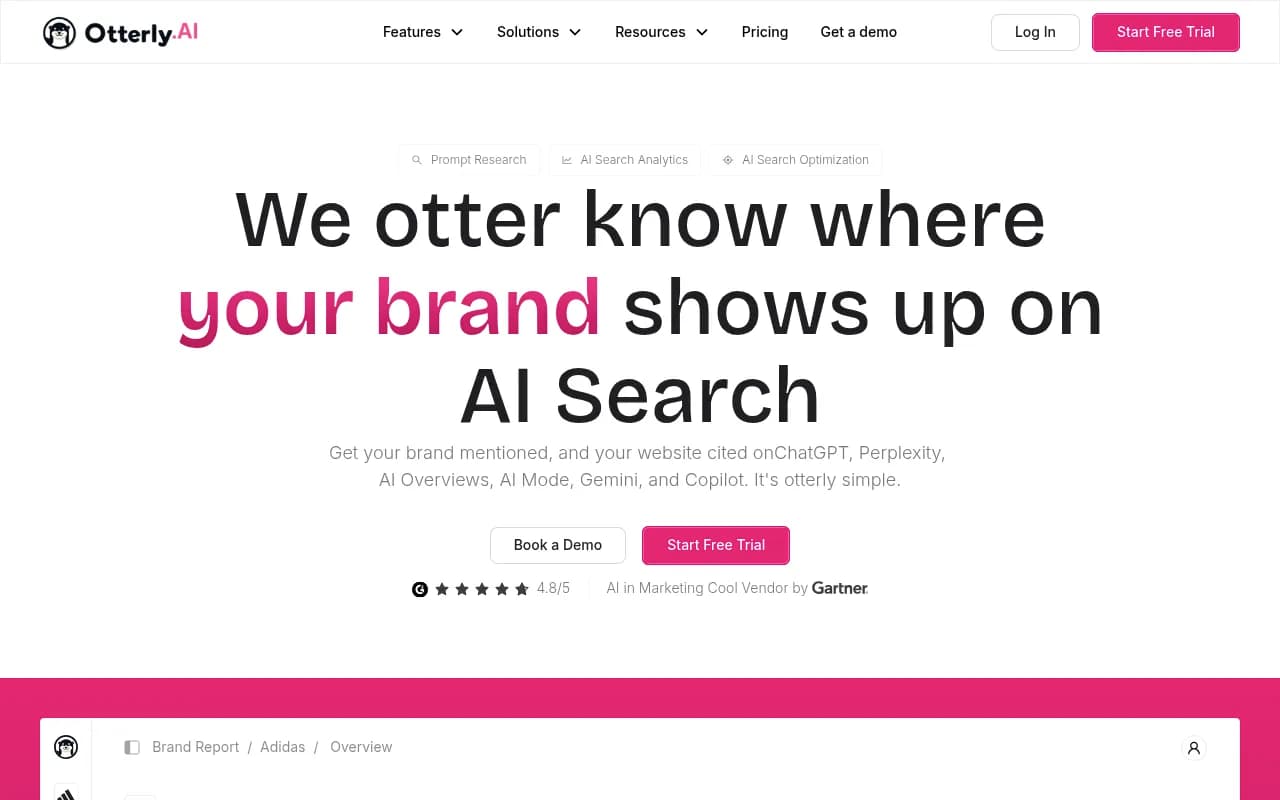 Otterly.AI brand report dashboard showing coverage over time and brand mentions across AI engines