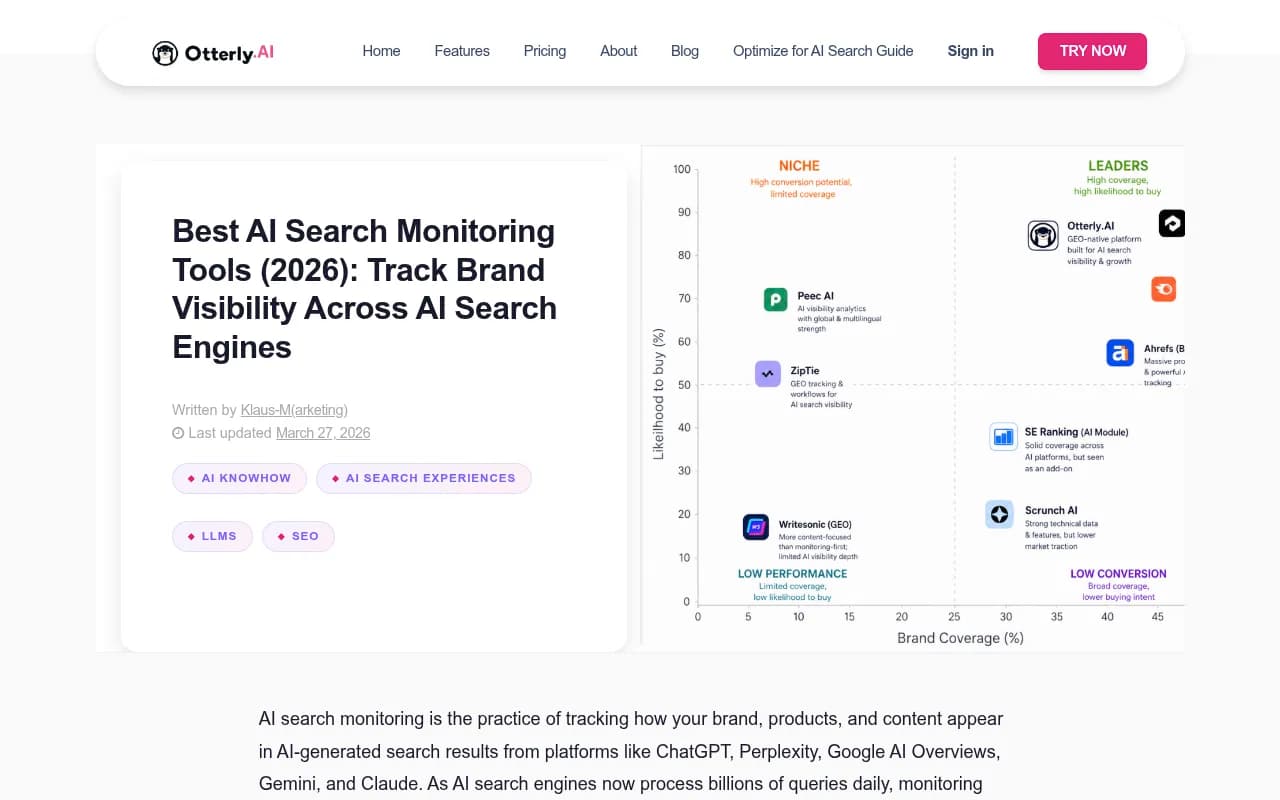 AI search monitoring tools comparison - Otterly AI blog