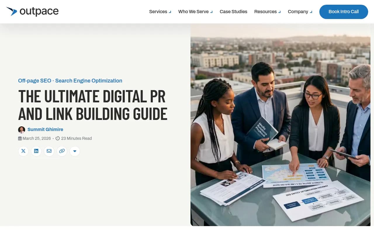 Outpace SEO guide on digital PR and link building in 2026