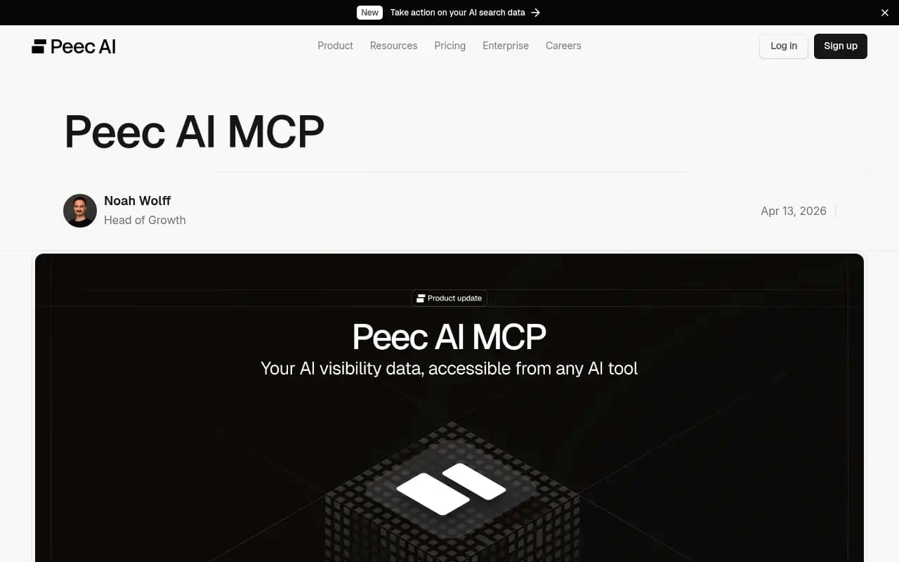 Peec AI's blog post explaining its MCP connection and the workflows it enables
