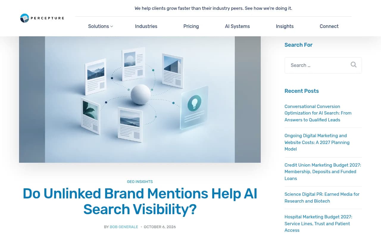 Percepture guide separating earned mentions, answer appearances and citations