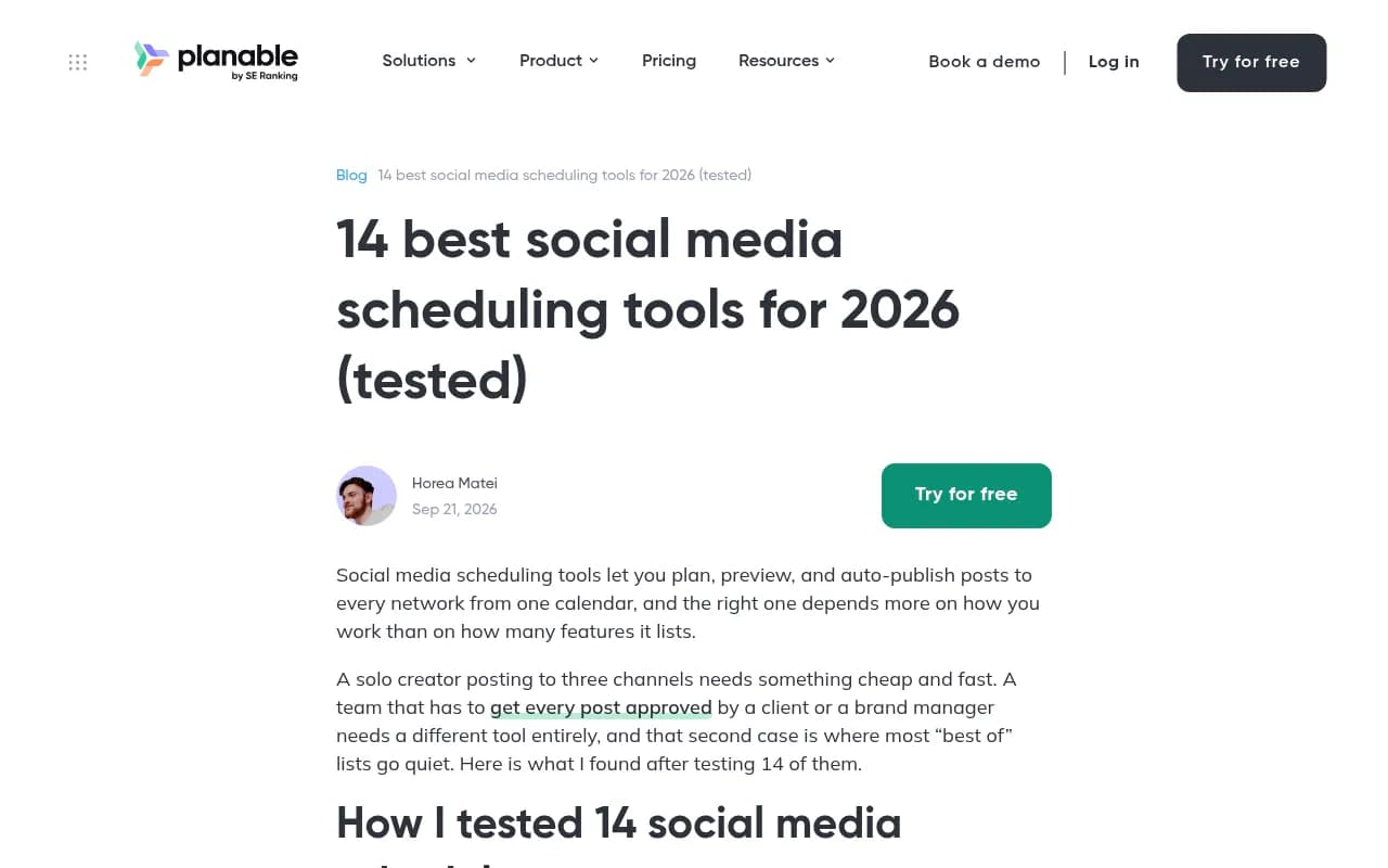 Planable's social media scheduling interface showing collaborative content planning