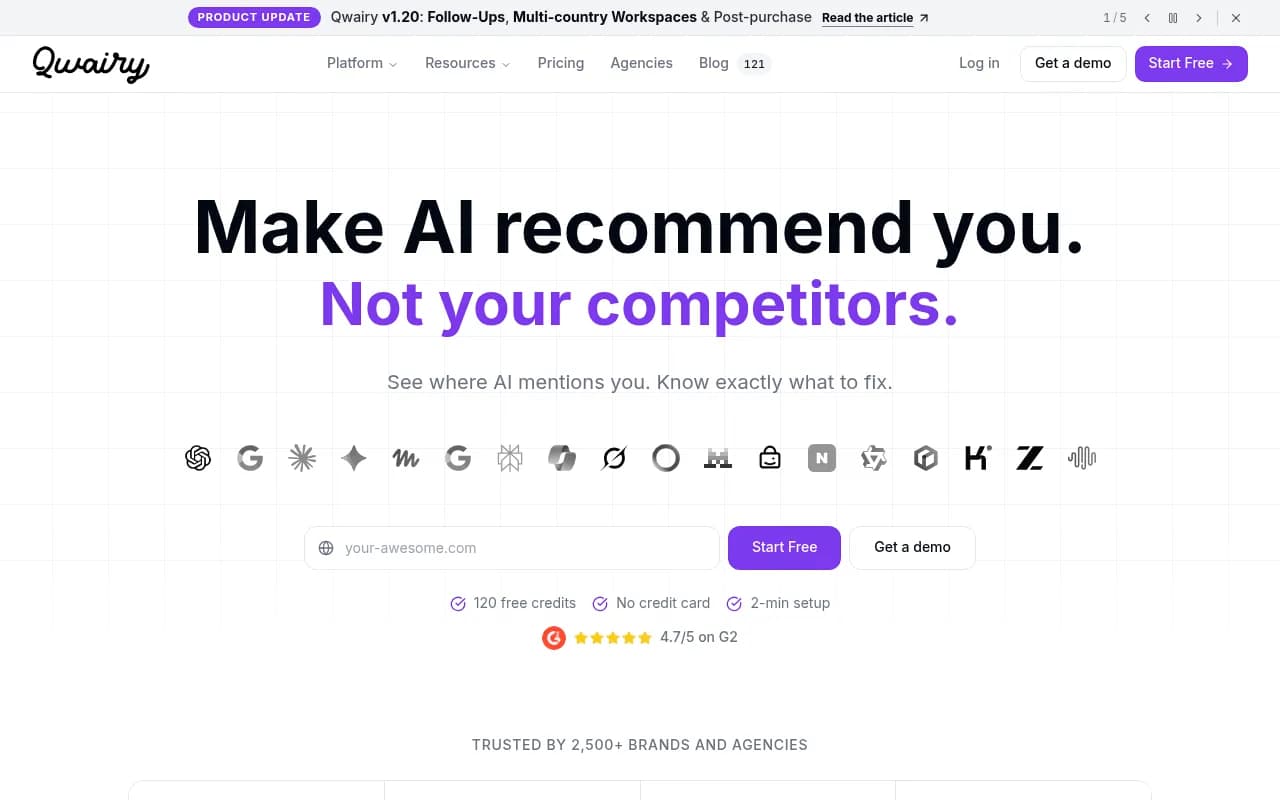 Screenshot of Qwairy