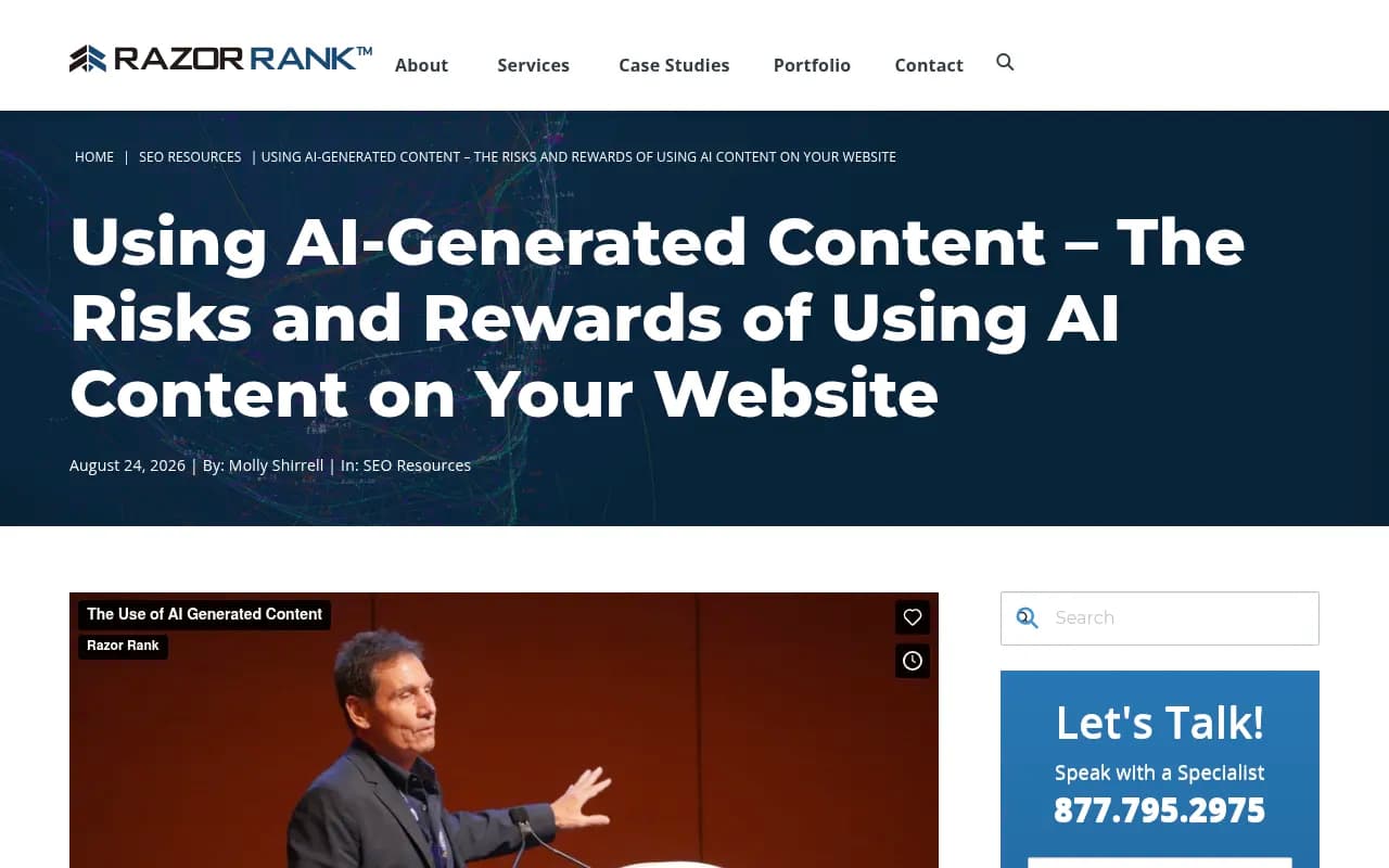 Overview of Google's guidance on AI-generated content risk and reward for SEO