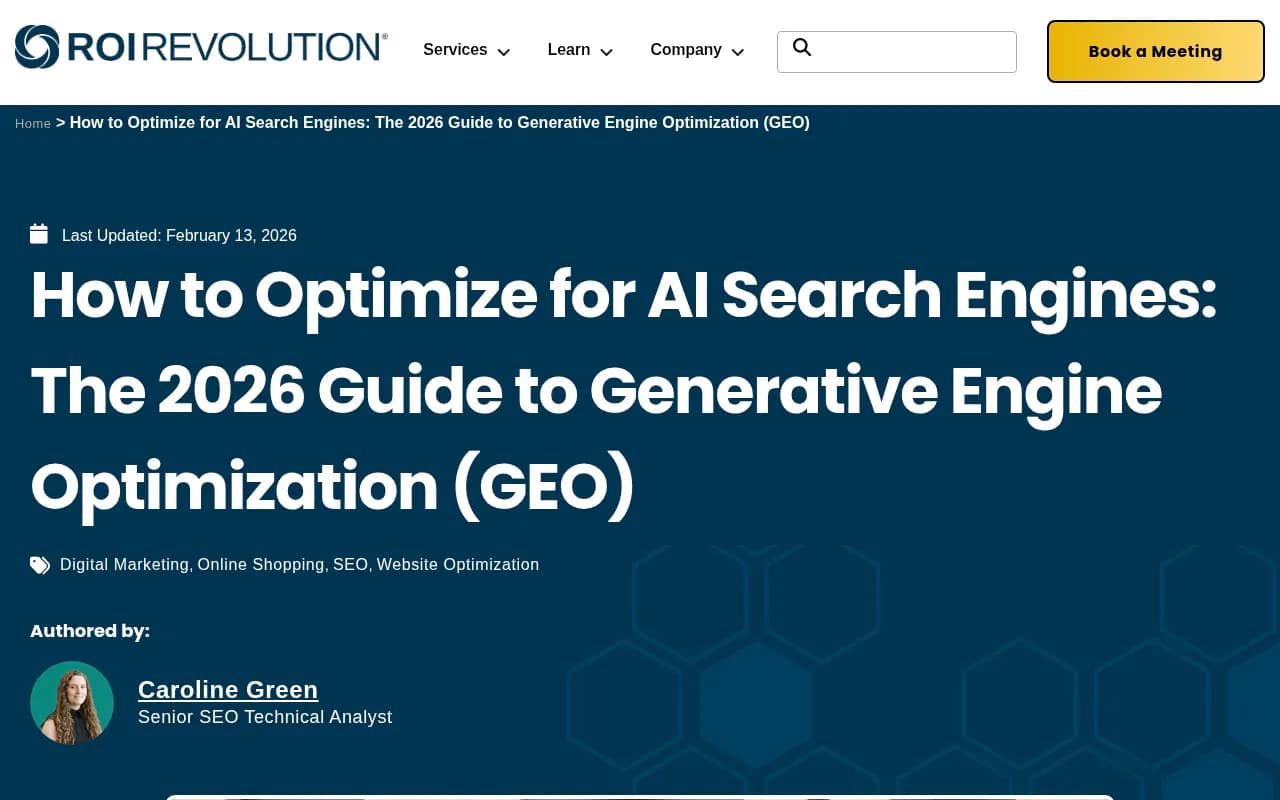 AI search optimization guide showing technical and content best practices for 2026