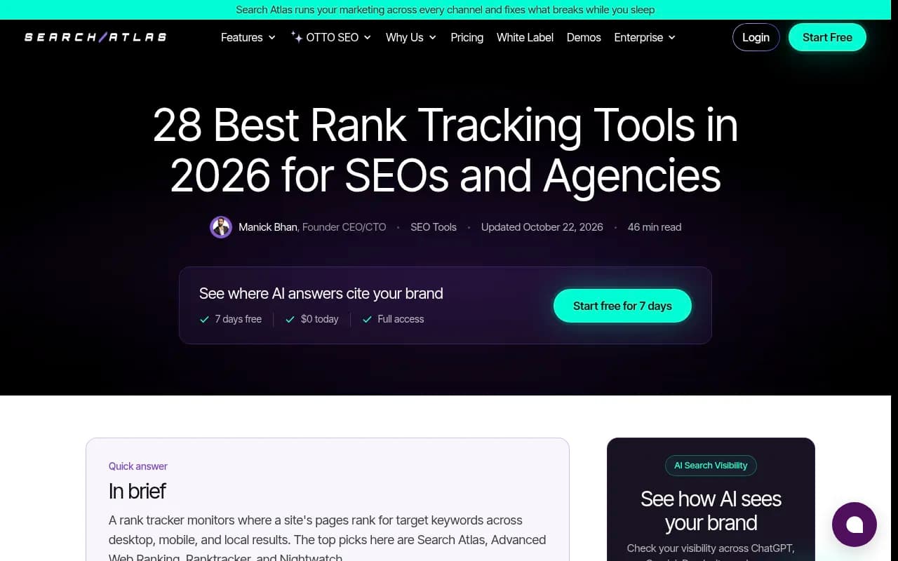 Search Atlas guide comparing 28 rank tracking tools
