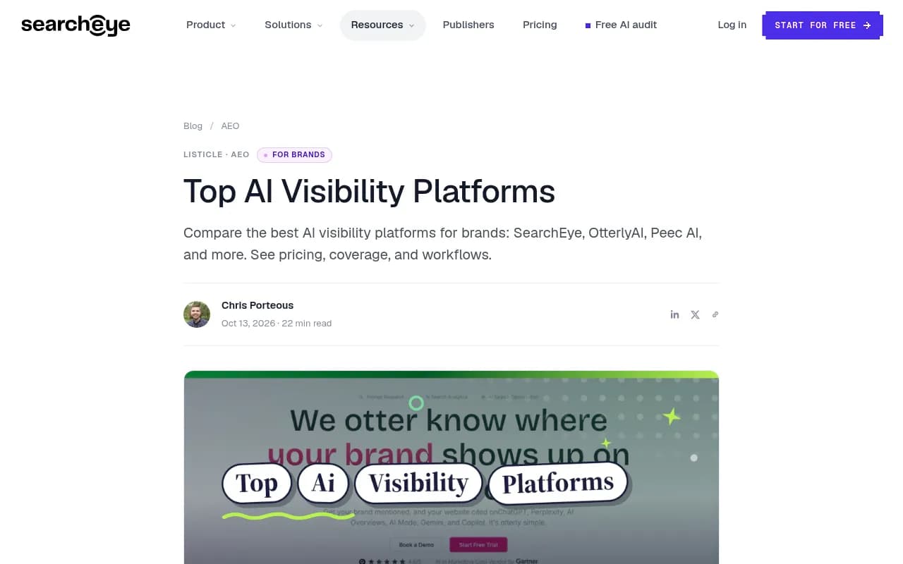 SearchEye comparison of top AI visibility platforms