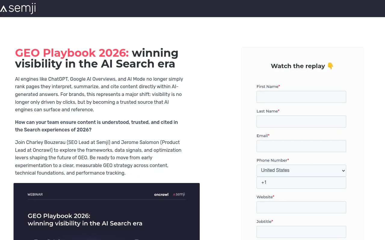 GEO Playbook 2026 webinar covering AI search visibility strategy