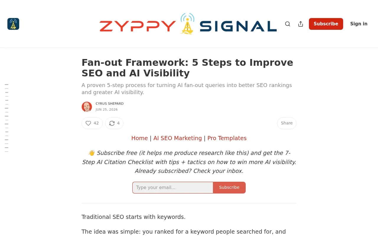 Zyppy Signal's five-step fan-out framework article