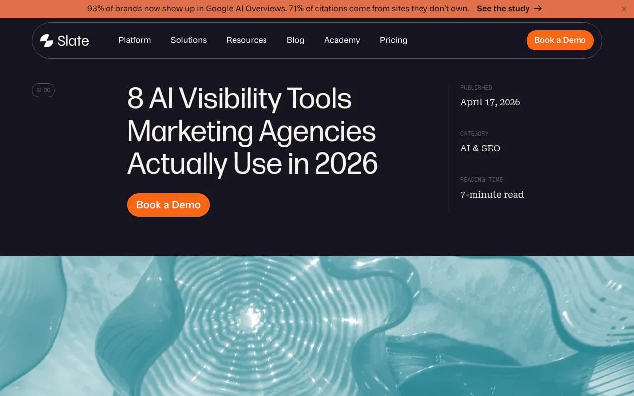 Slate's own listicle of AI visibility tools for marketing agencies