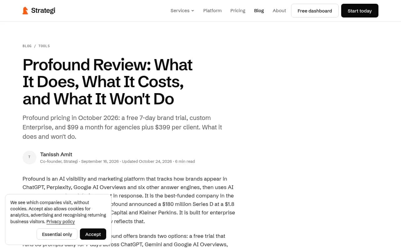 Strategi's Profound review covering pricing, features and limits