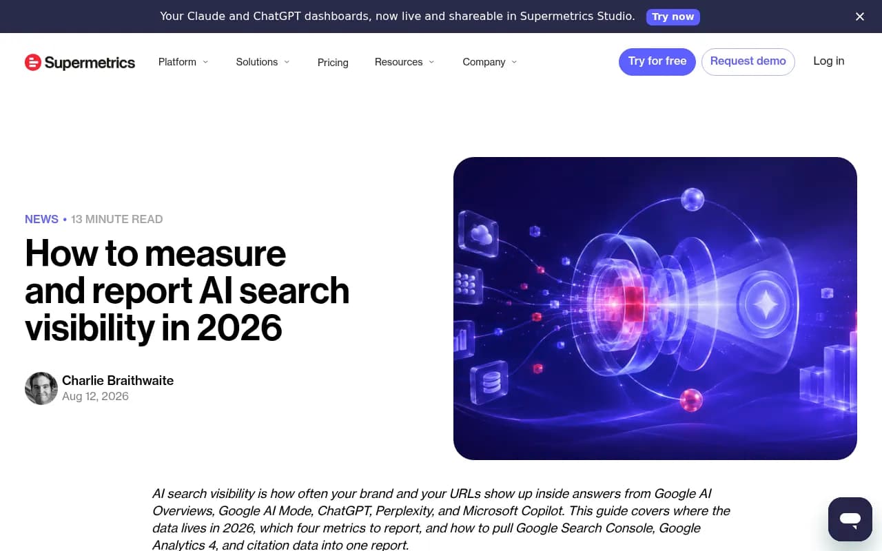 Supermetrics guide on measuring and reporting AI search visibility