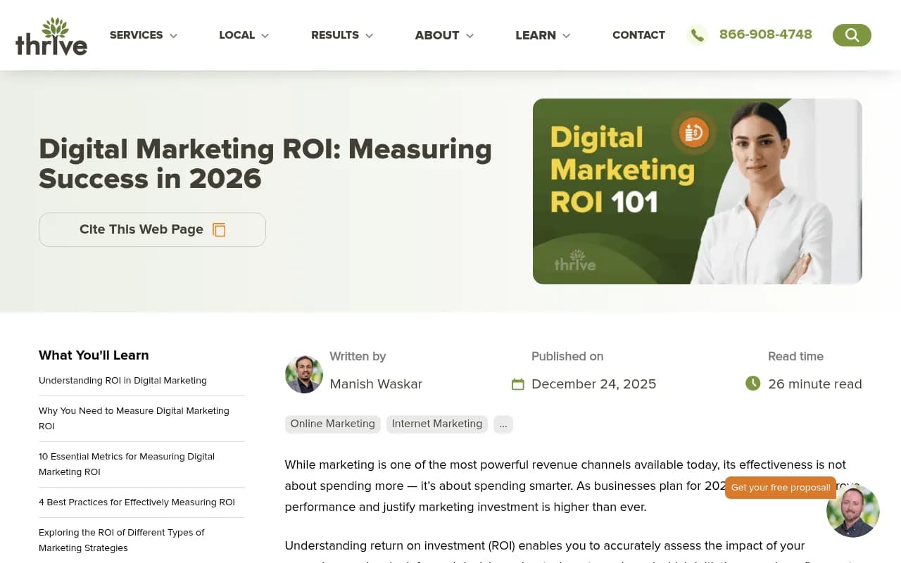 Thrive Agency's guide to digital marketing ROI metrics in 2026
