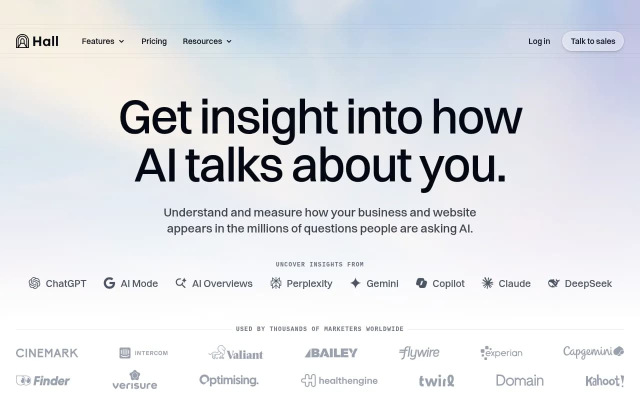 Screenshot of Hall website
