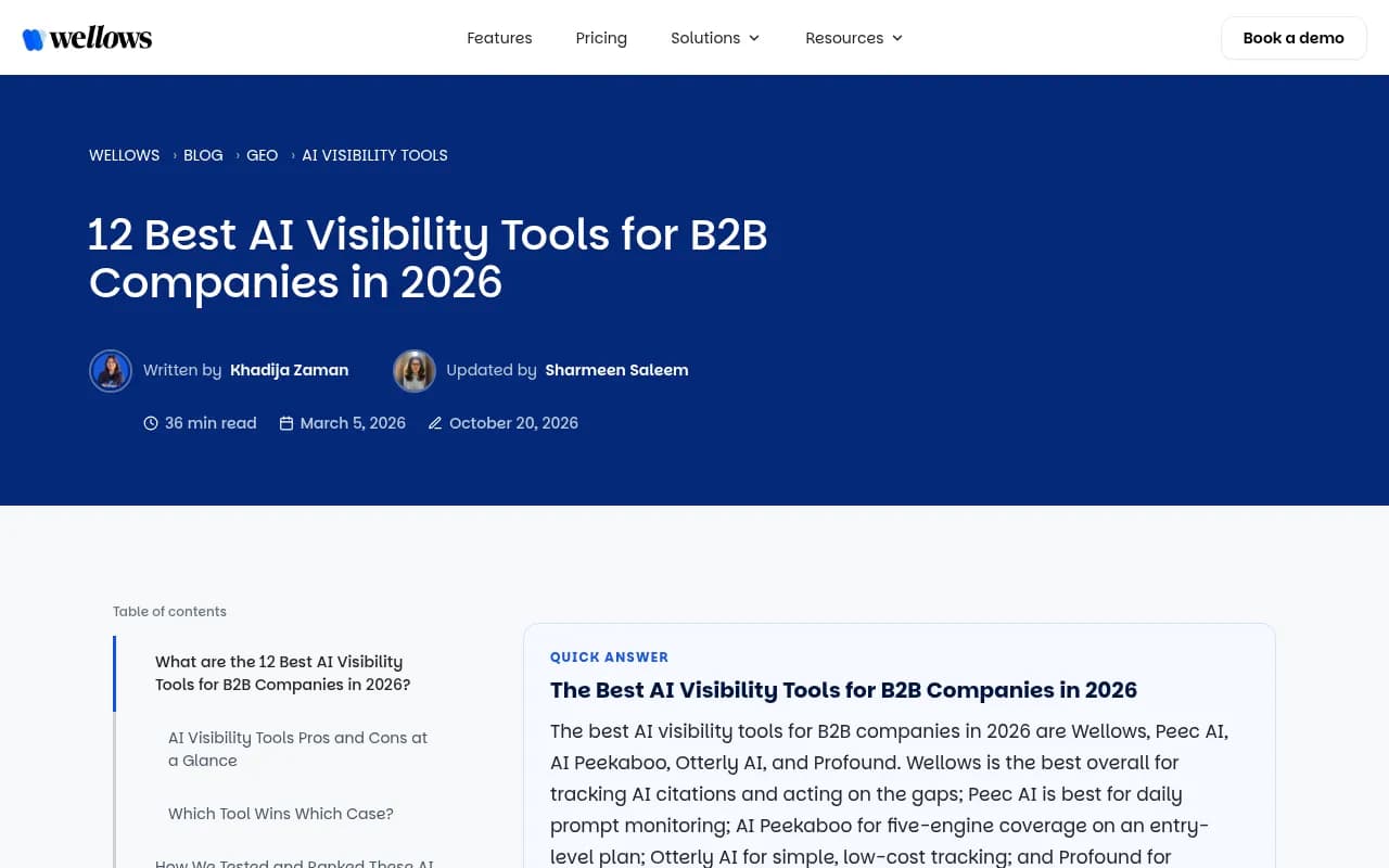 Wellows' AI visibility tools guide, which includes its citation overlap research
