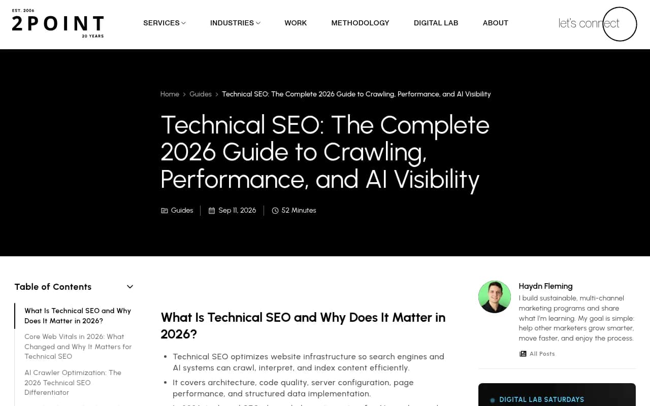 2POINT Agency's technical SEO guide covering crawling, performance and AI visibility