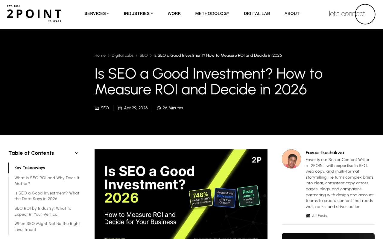 2POINT's guide to measuring SEO ROI and deciding whether to invest