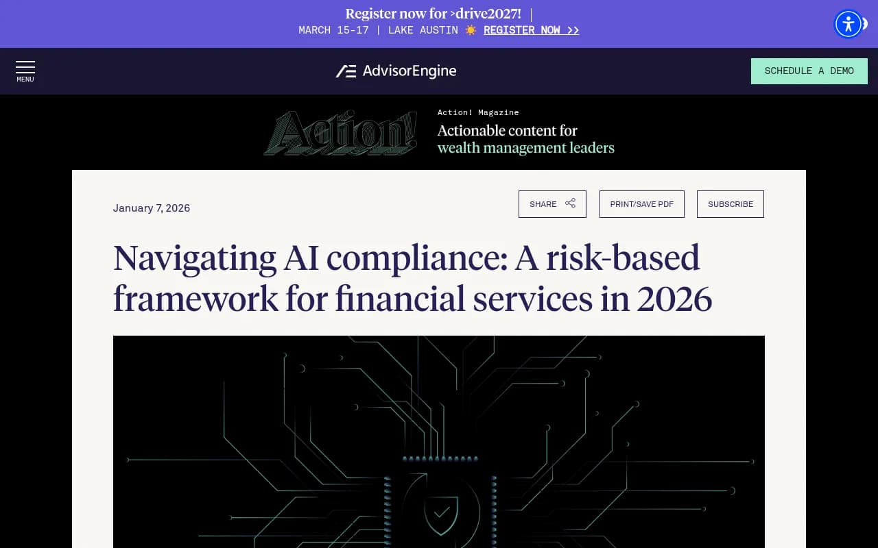 A risk-based framework for AI compliance in financial services, covering validation, disclosure, and governance principles