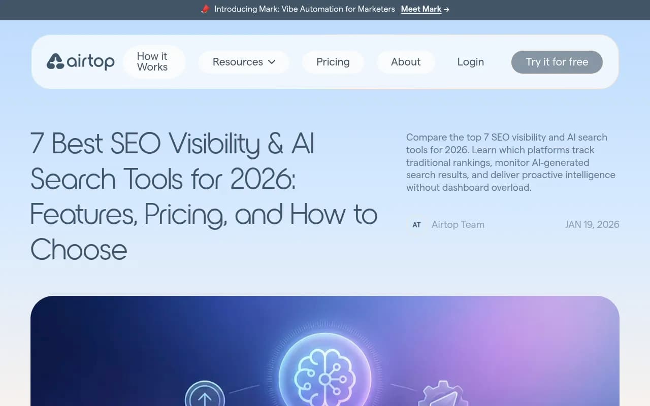 Comparison of AI visibility tools from Airtop blog