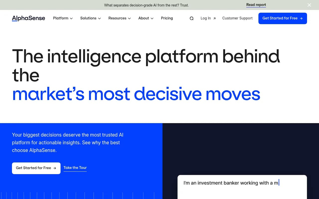 AlphaSense market intelligence and search platform homepage
