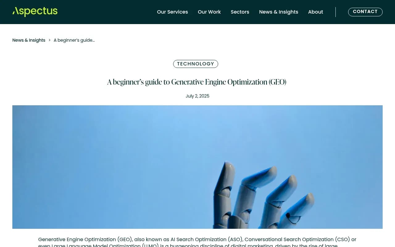 Beginner's guide to GEO from Aspectus Group
