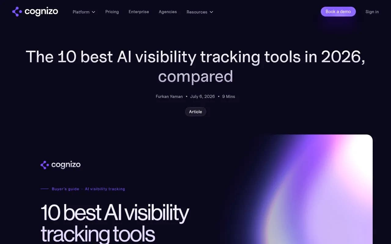 Comparison of AI visibility tracking tools in 2026 from Cognizo's research