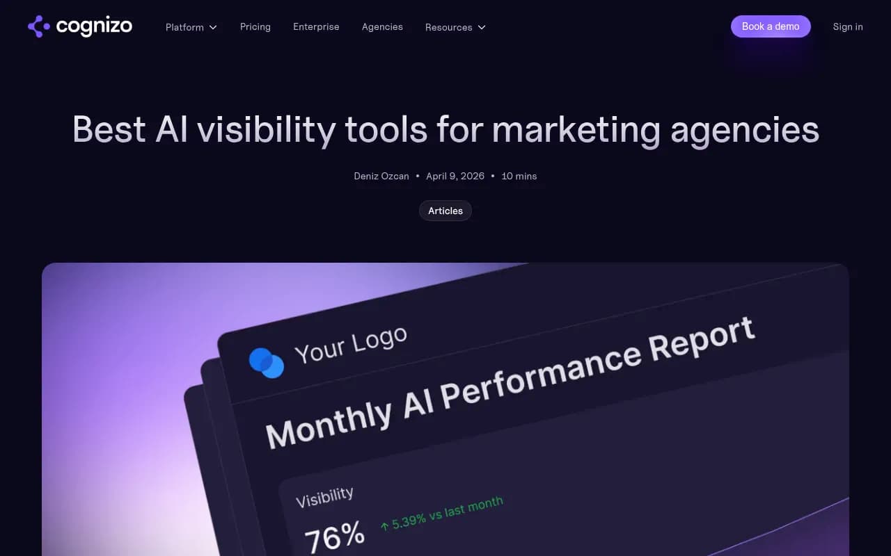 Cognizo's comparison of AI visibility tools for marketing agencies